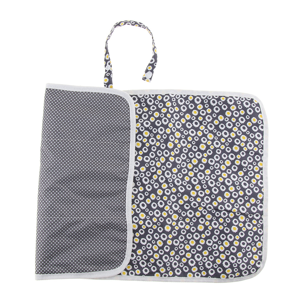 Babies Portable Foldable Compact Travel Diaper Changing Mat Grey Flower