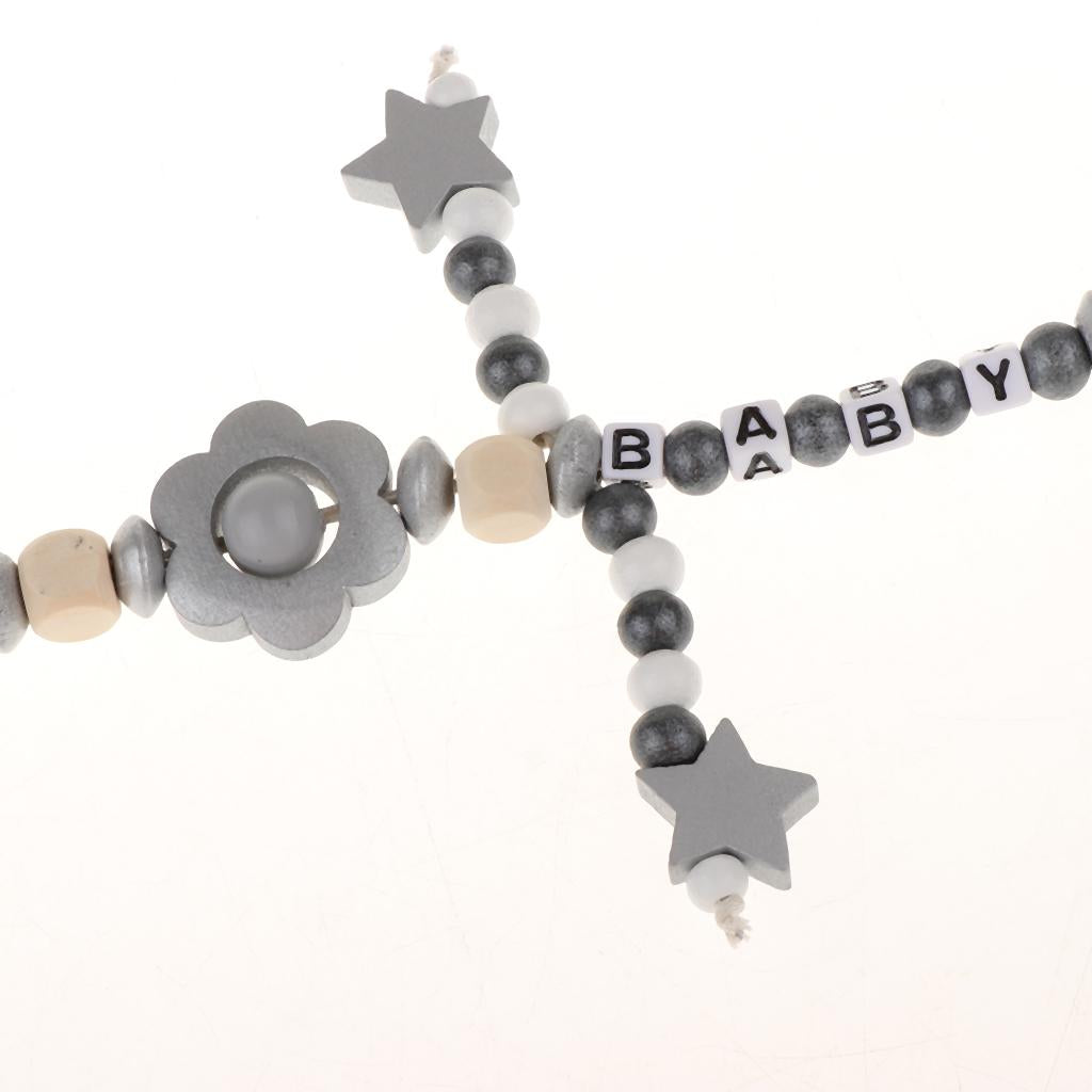 Pacifier Teething Silicone Wooden Baby Chain Clip Dummy Holders Silver