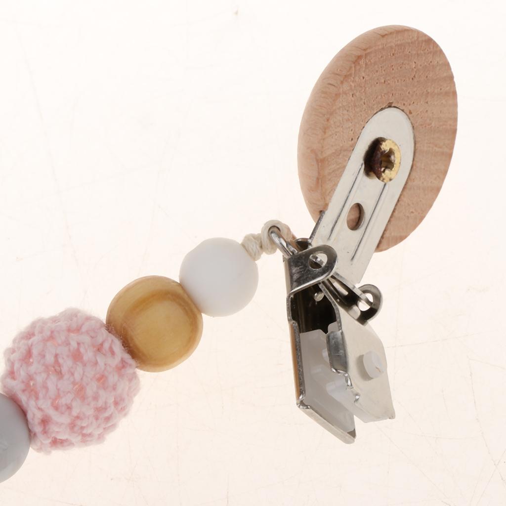 Wooden Dummy Clip Chain Pacifier Clip Holder Baby Gift Shower Pink