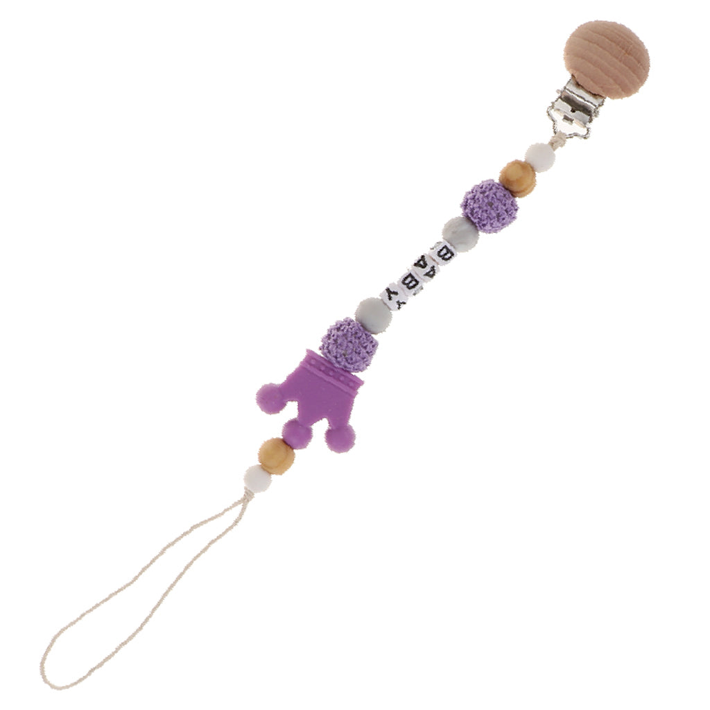 Wooden Dummy Clip Chain Pacifier Clip Holder Baby Gift Shower Purple