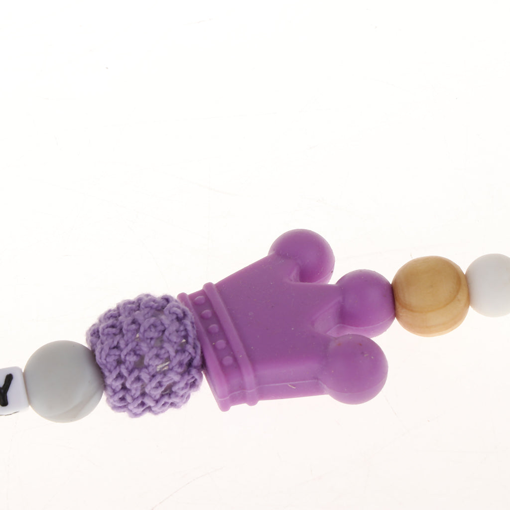 Wooden Dummy Clip Chain Pacifier Clip Holder Baby Gift Shower Purple