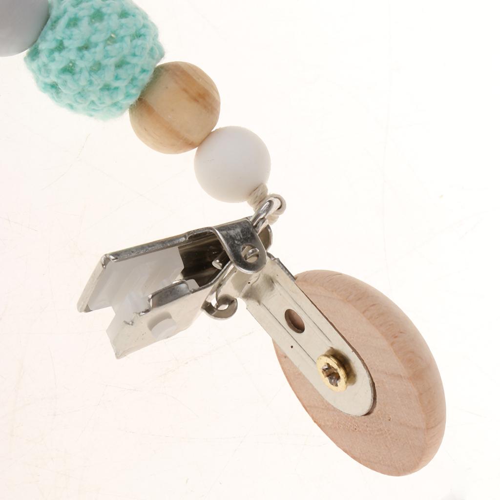 Wooden Dummy Clip Chain Pacifier Clip Holder Baby Gift Shower Green