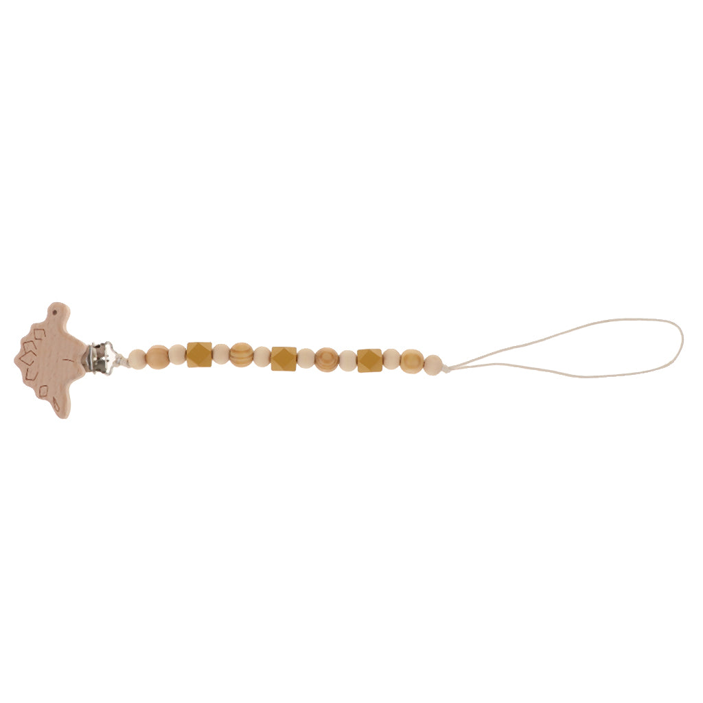 Baby Dummy Clips With Teething Chew Toy Wooden Kids Pacifier Chain Style 4