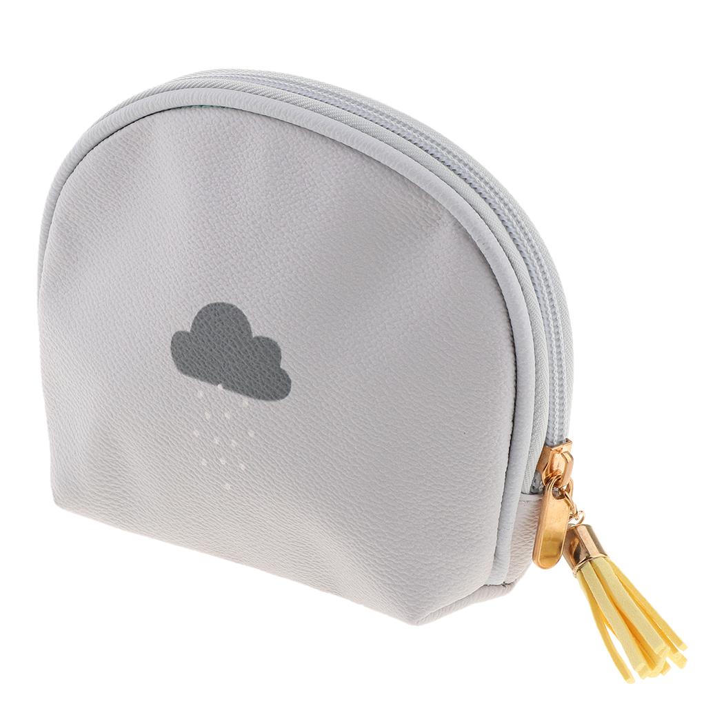 Cute Mini PU Leather Coin Bag Change Purse Wallet Key Pouch Women Girls Light Gray