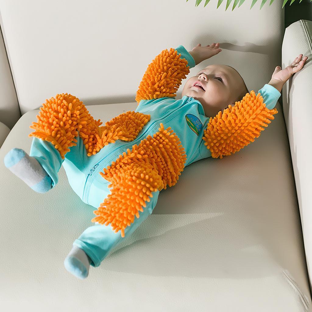 Romper Outfit Floors Cleaning Swob Jumpsuit Light Blue+Orange 90cm