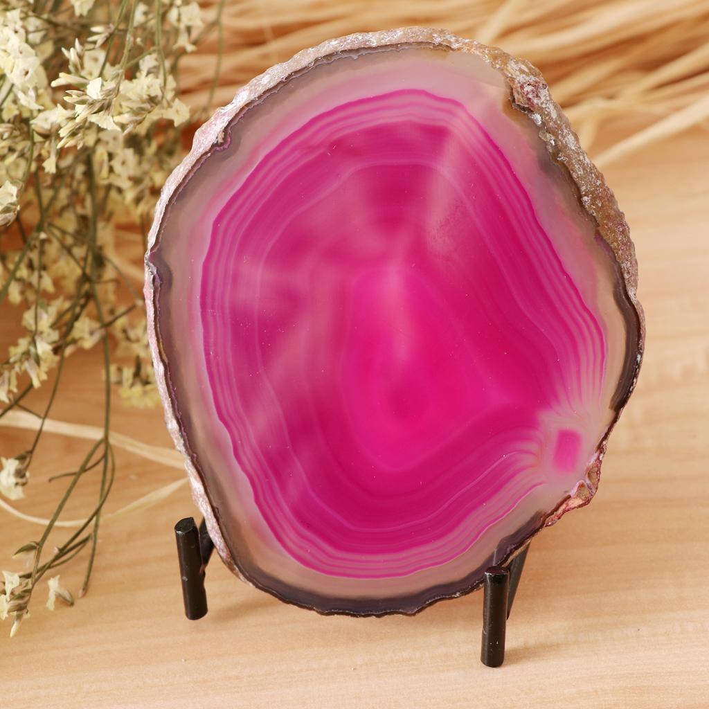 Natural  Agate Ornaments Rock Crystal Quartz for Table Display Decor Pink