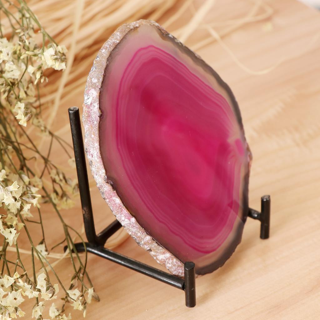 Natural  Agate Ornaments Rock Crystal Quartz for Table Display Decor Pink