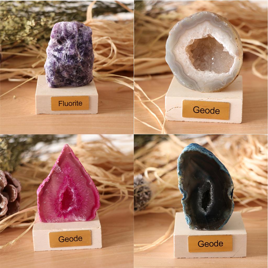 Natural Crystal Geode Fluorite Ornaments Rock for Table Decoration Blue