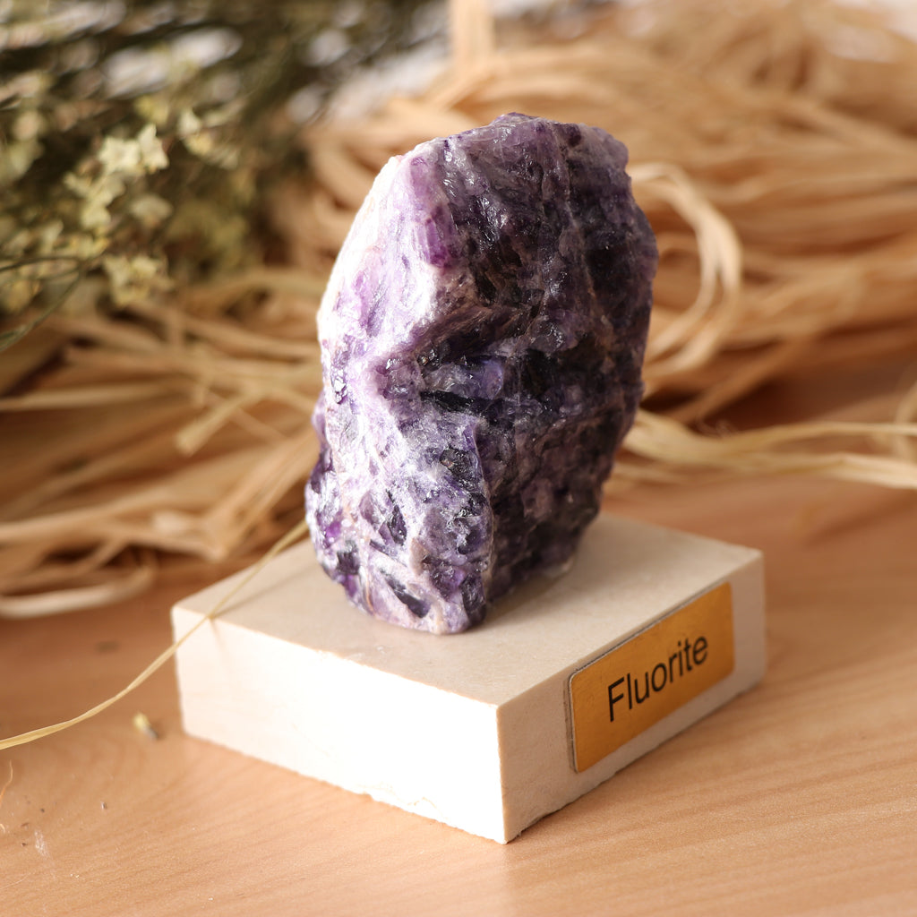 Natural Crystal Geode Fluorite Ornaments Rock for Table Decoration Purple