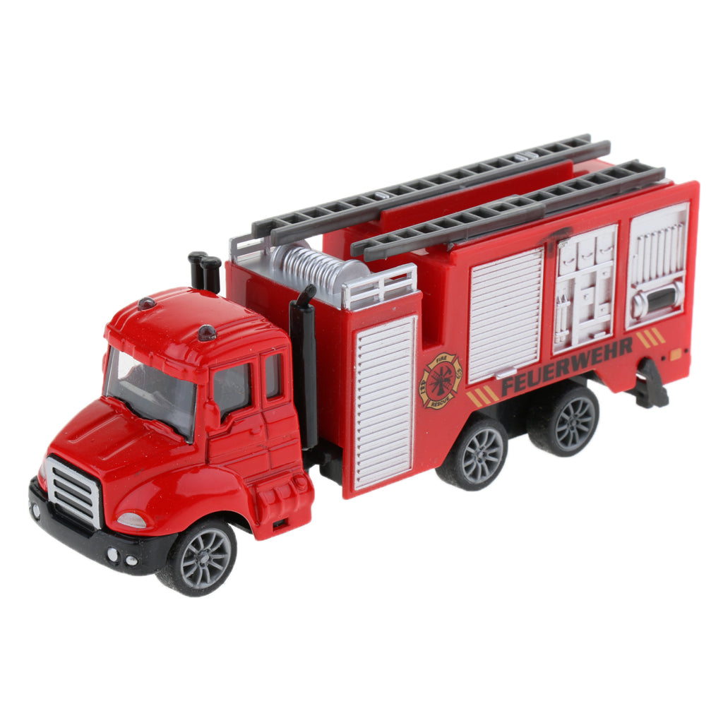 1:64 Alloy Pull Back Car Construction Vehicle Toy for Kids Gift Fire Truck