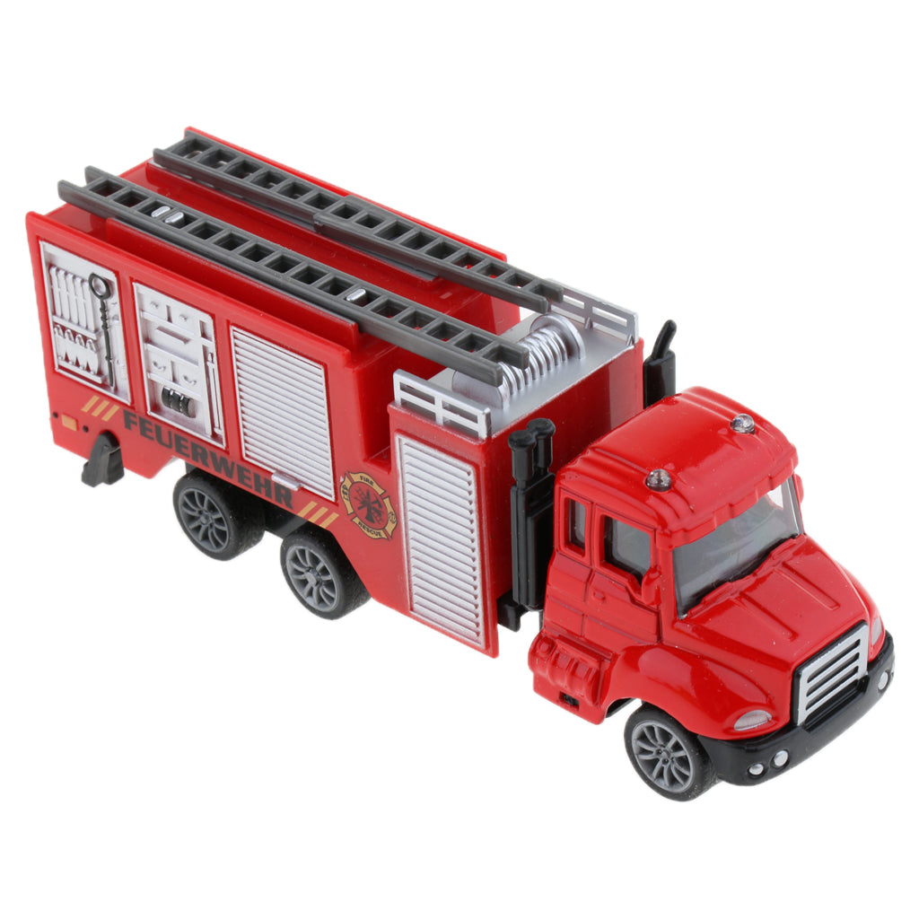 1:64 Alloy Pull Back Car Construction Vehicle Toy for Kids Gift Fire Truck