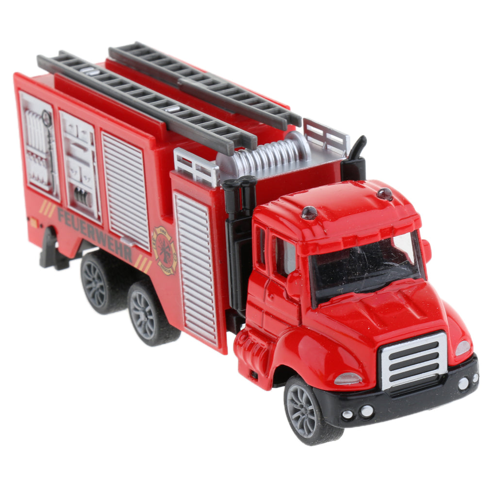 1:64 Alloy Pull Back Car Construction Vehicle Toy for Kids Gift Fire Truck