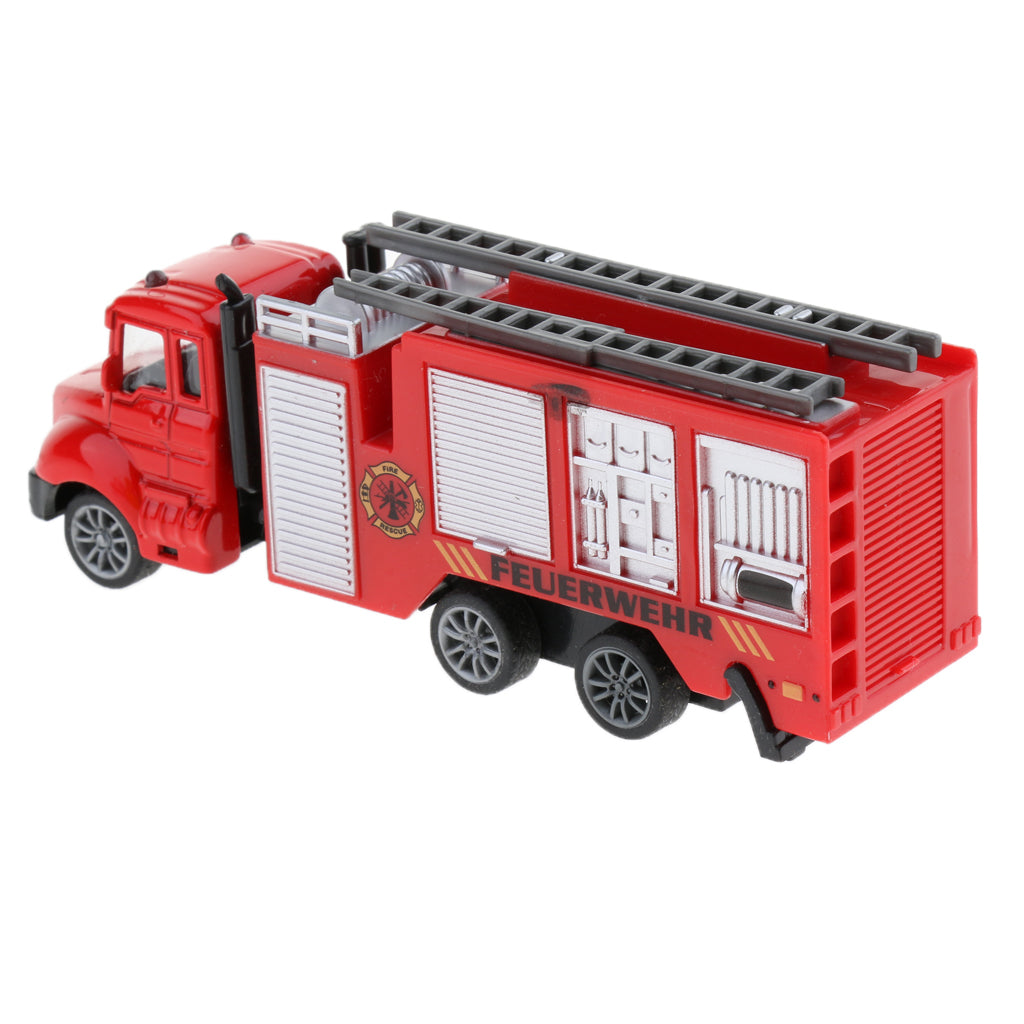 1:64 Alloy Pull Back Car Construction Vehicle Toy for Kids Gift Fire Truck