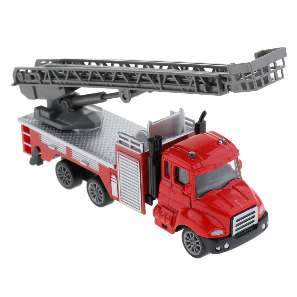 1:64 Alloy Pull Back Car Construction Vehicle Toy for Kids Gift Ladder Truck