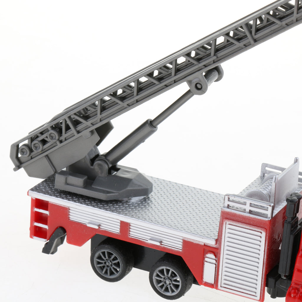 1:64 Alloy Pull Back Car Construction Vehicle Toy for Kids Gift Ladder Truck