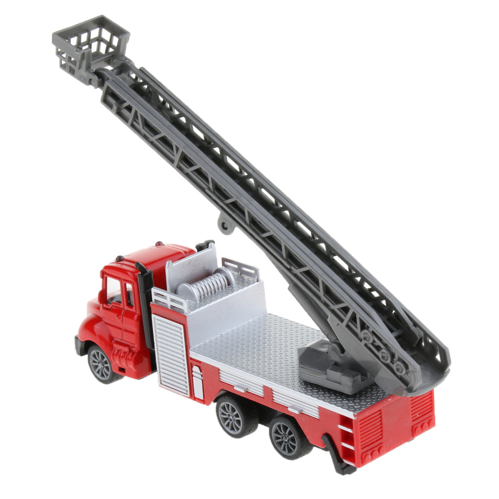 1:64 Alloy Pull Back Car Construction Vehicle Toy for Kids Gift Ladder Truck