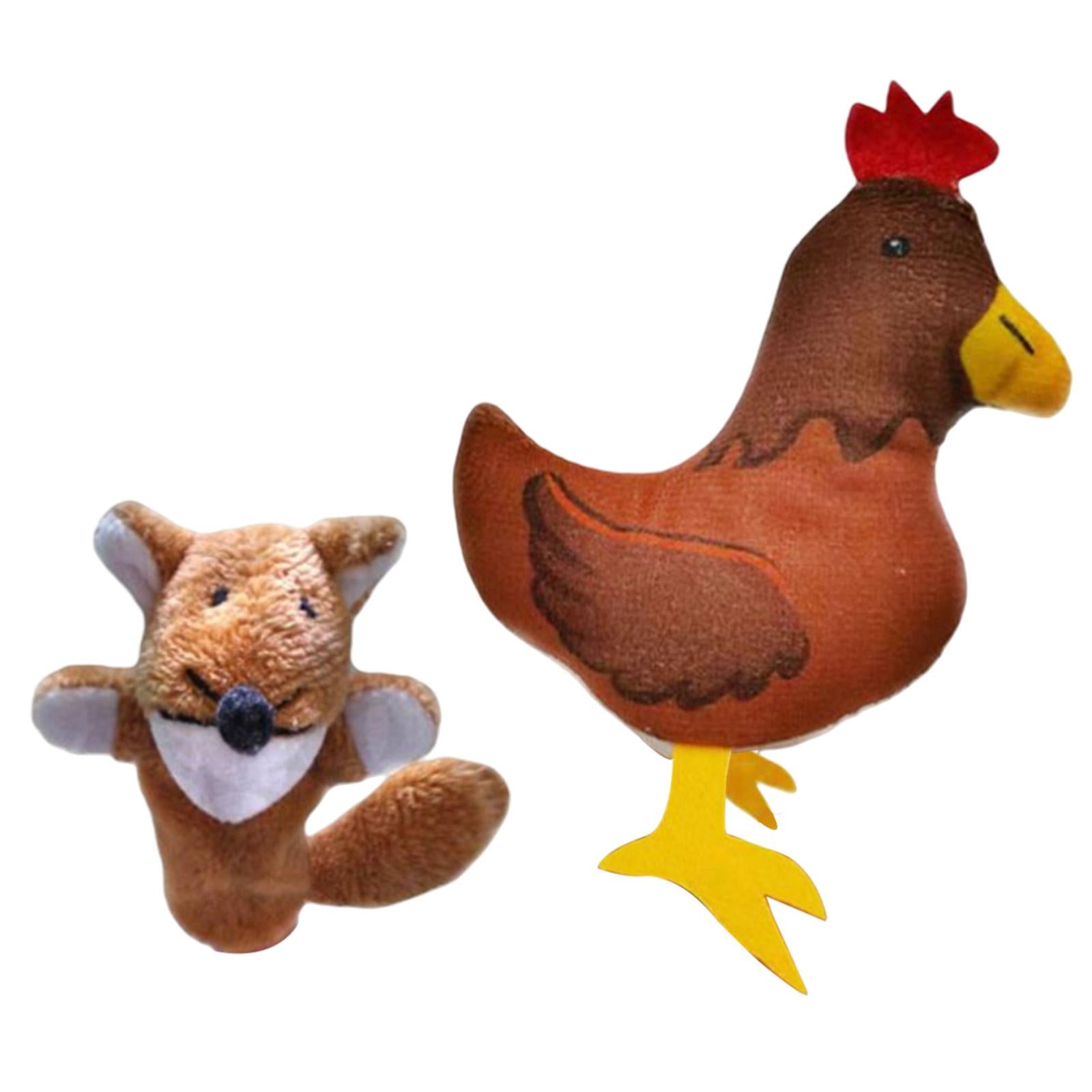 2 Pieces Different Cartoon Animal Finger Puppets Soft Dolls Props Toys(Lowrie & Hen)