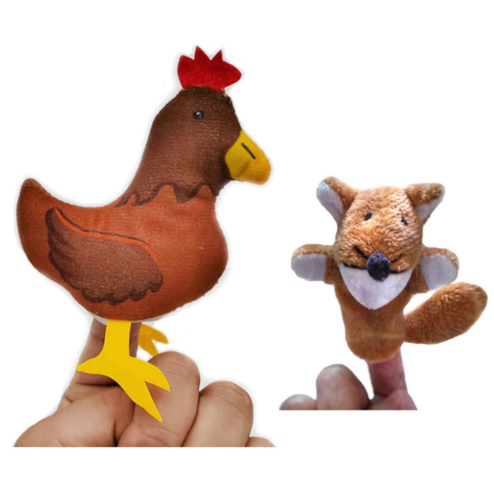 2 Pieces Different Cartoon Animal Finger Puppets Soft Dolls Props Toys(Lowrie & Hen)