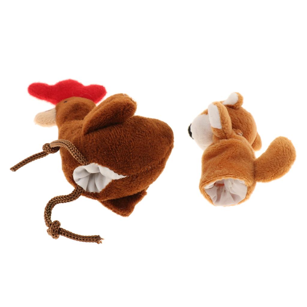 2 Pieces Different Cartoon Animal Finger Puppets Soft Dolls Props Toys(Lowrie & Hen)