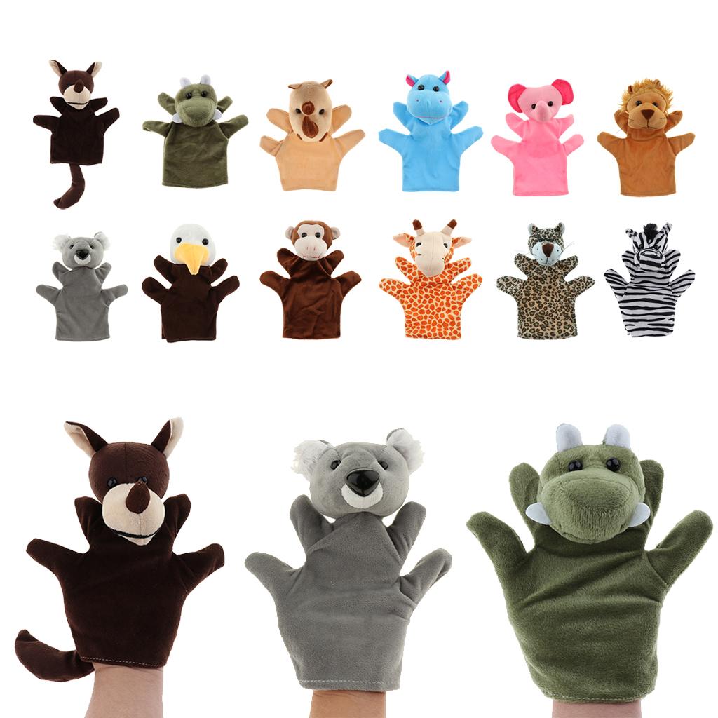 Story Learning Kids Zoo Plush Toy Animal Hand Glove Puppets Wolf