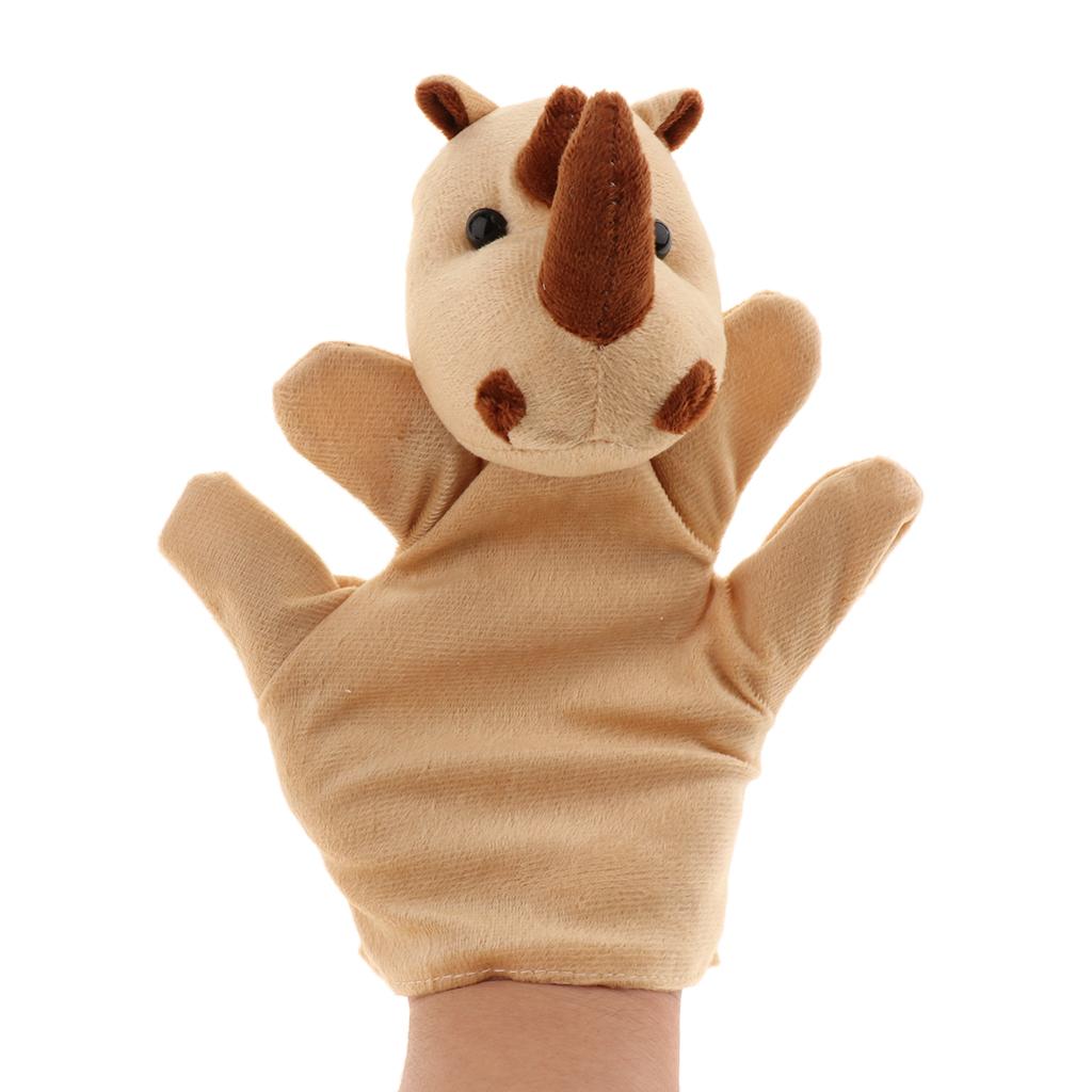 Story Learning Kids Zoo Plush Toy Animal Hand Glove Puppets Rhinoceros