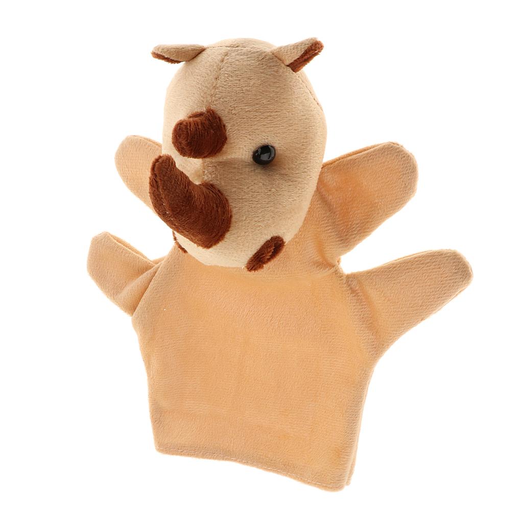 Story Learning Kids Zoo Plush Toy Animal Hand Glove Puppets Rhinoceros