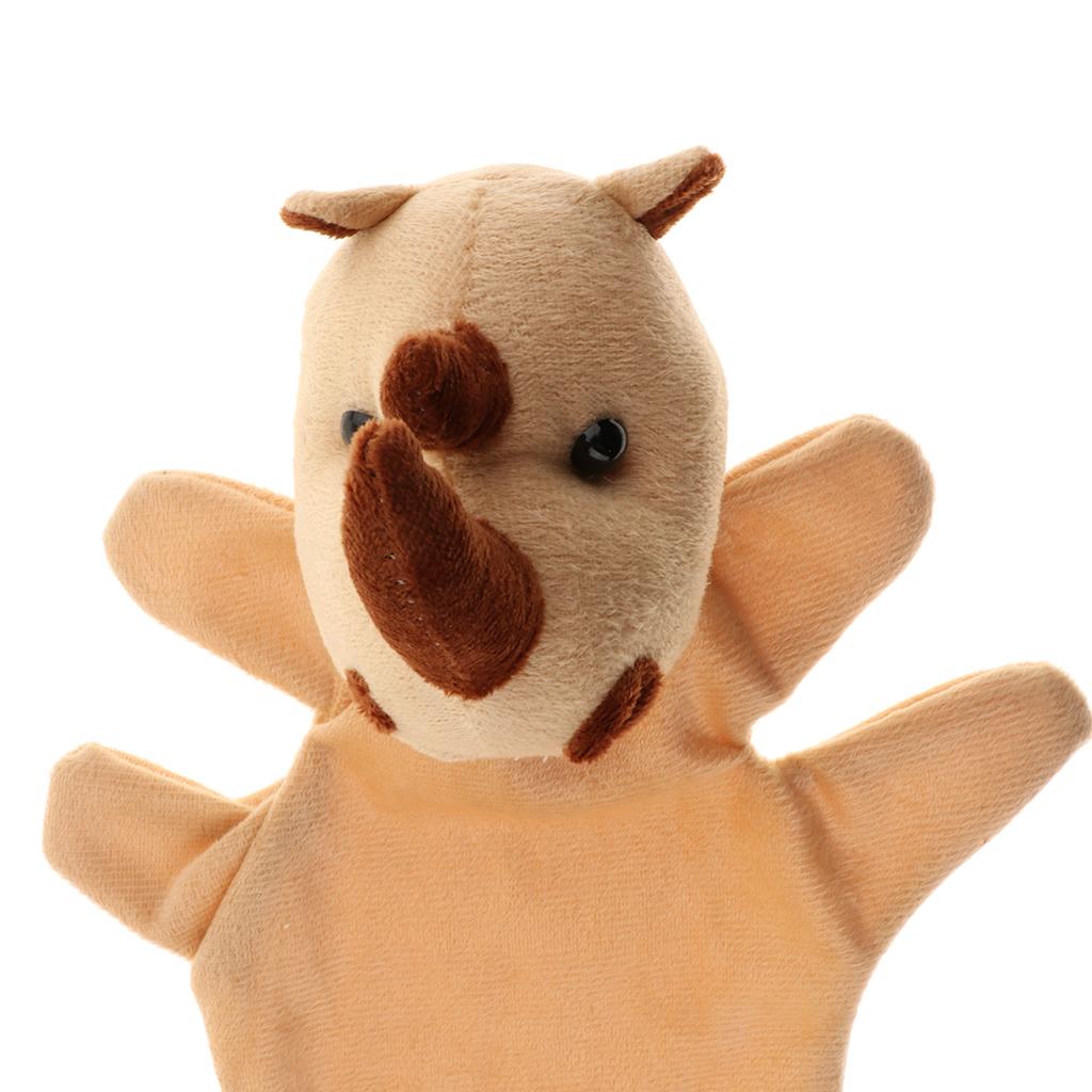 Story Learning Kids Zoo Plush Toy Animal Hand Glove Puppets Rhinoceros