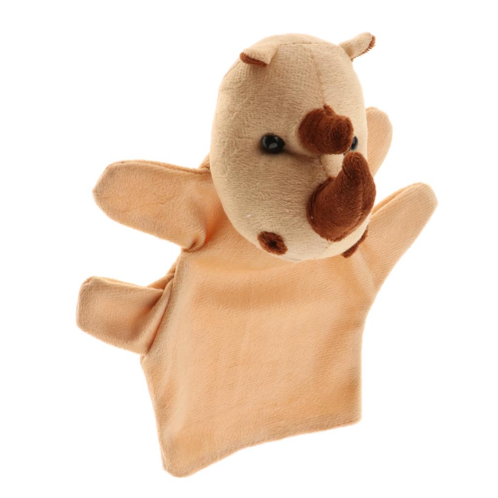 Story Learning Kids Zoo Plush Toy Animal Hand Glove Puppets Rhinoceros