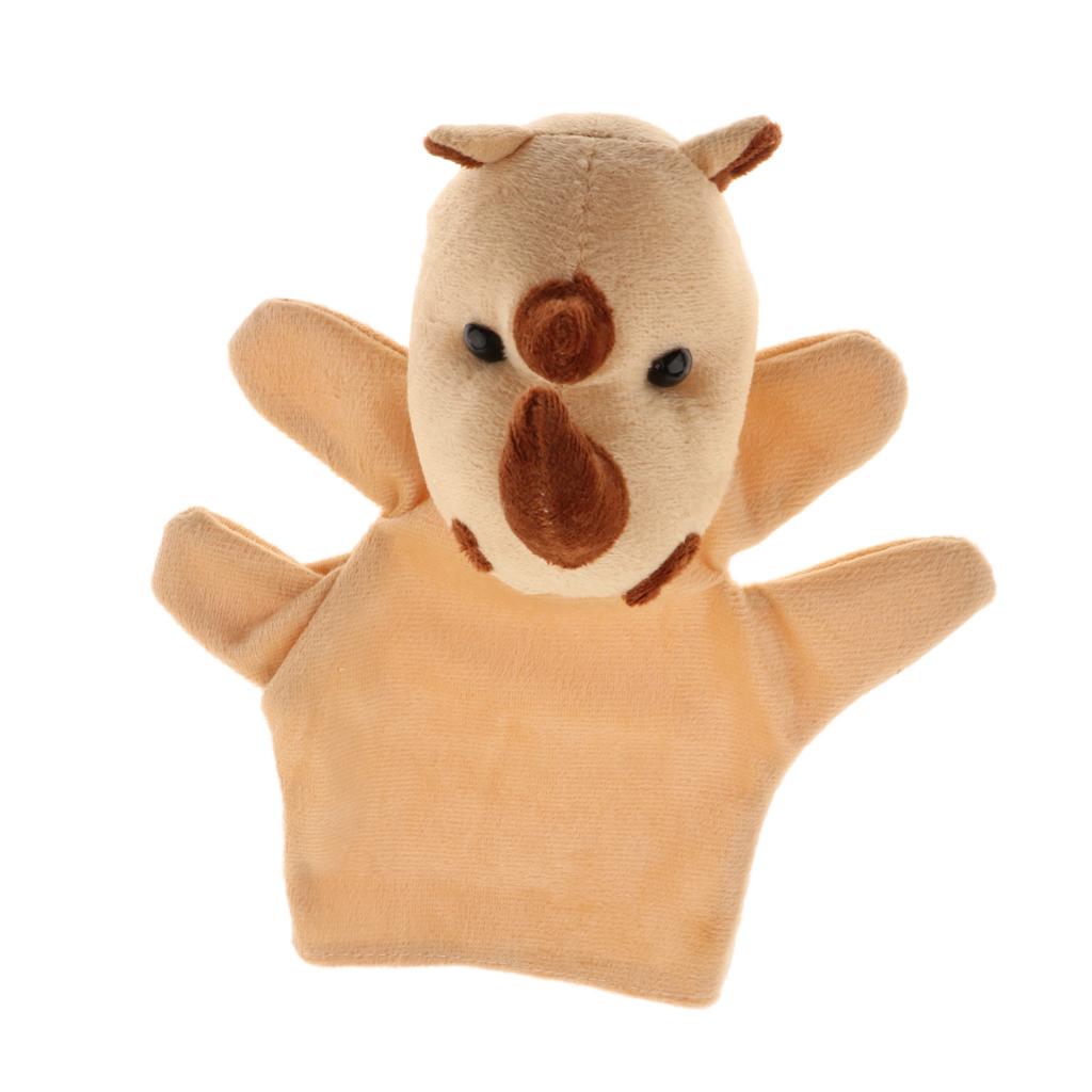 Story Learning Kids Zoo Plush Toy Animal Hand Glove Puppets Rhinoceros