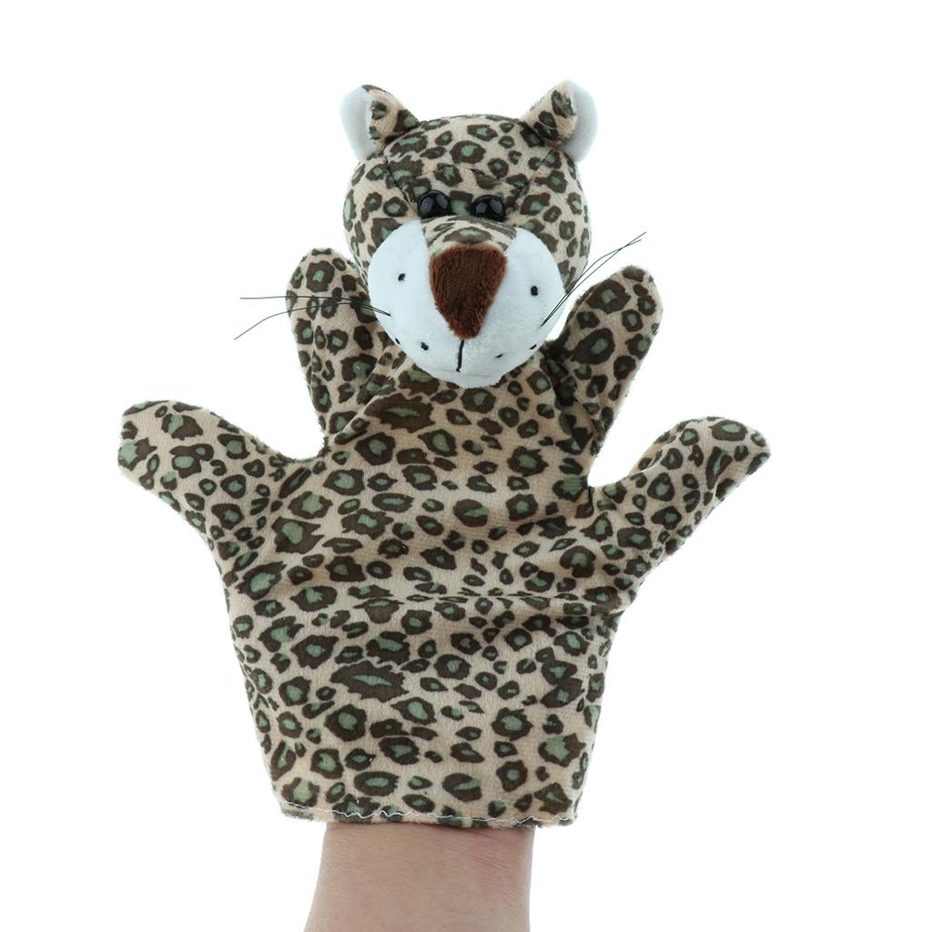 Story Learning Kids Zoo Plush Toy Animal Hand Glove Puppets Leopard