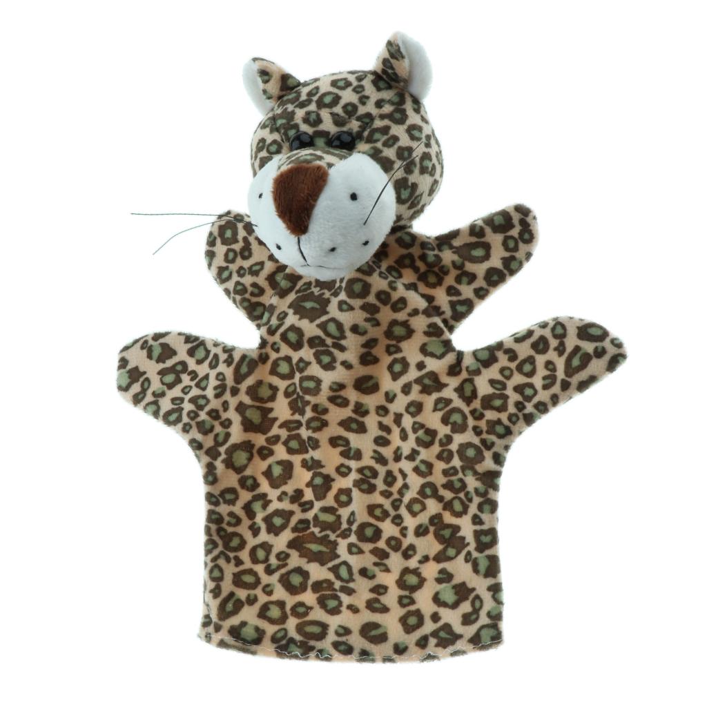 Story Learning Kids Zoo Plush Toy Animal Hand Glove Puppets Leopard