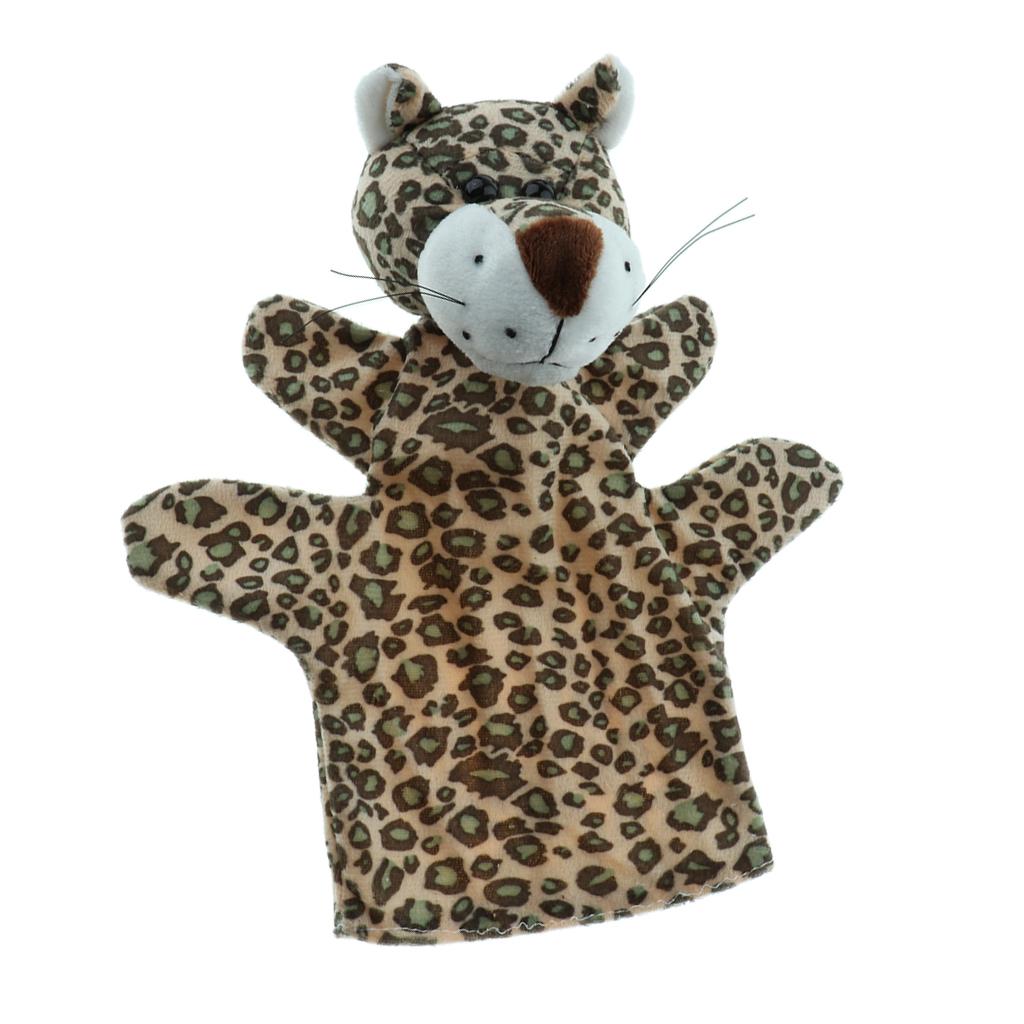 Story Learning Kids Zoo Plush Toy Animal Hand Glove Puppets Leopard