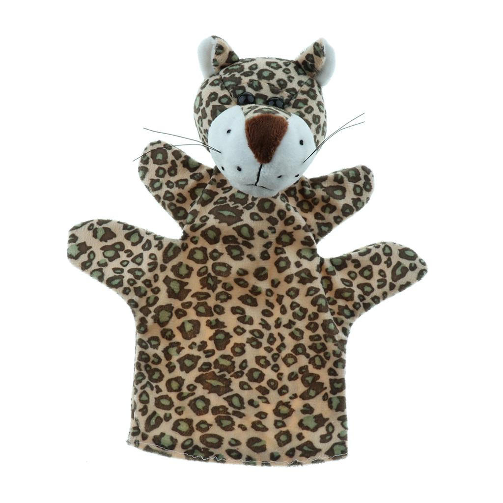 Story Learning Kids Zoo Plush Toy Animal Hand Glove Puppets Leopard