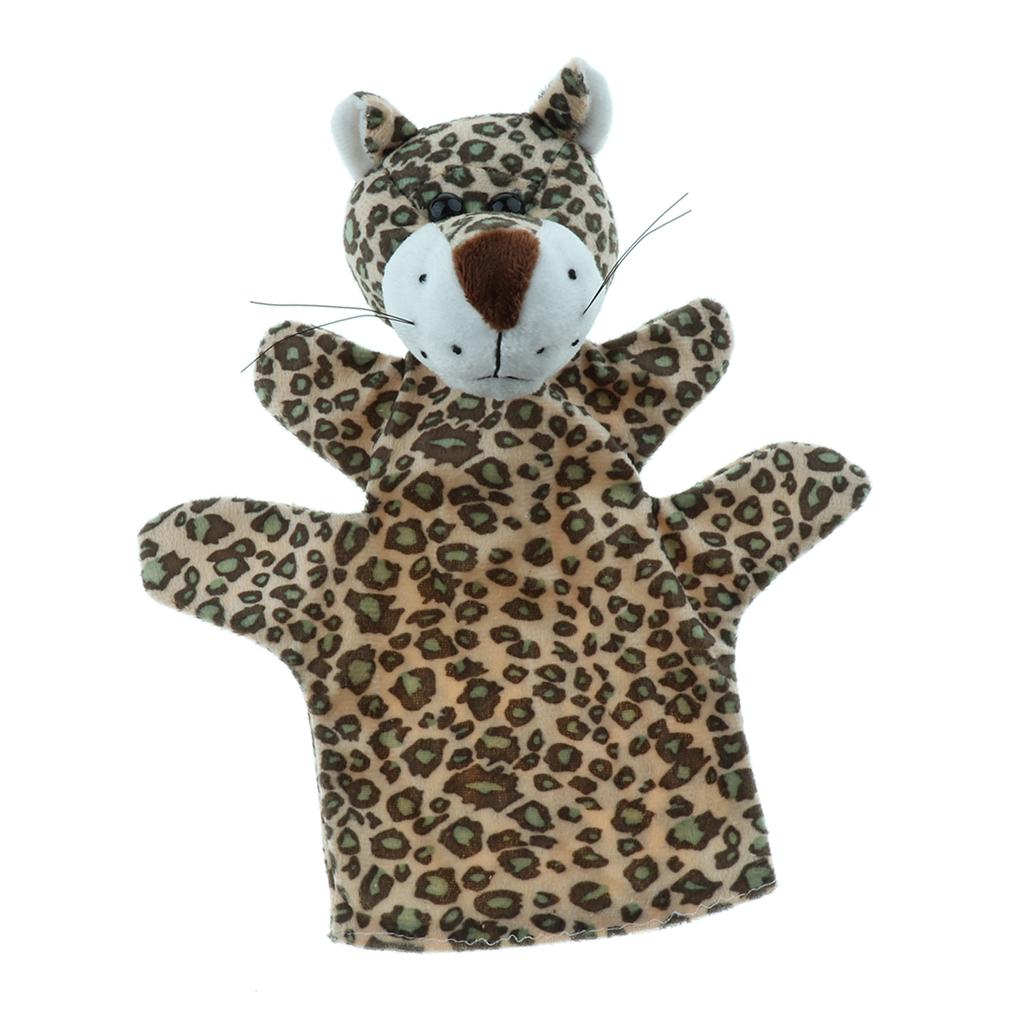 Story Learning Kids Zoo Plush Toy Animal Hand Glove Puppets Leopard