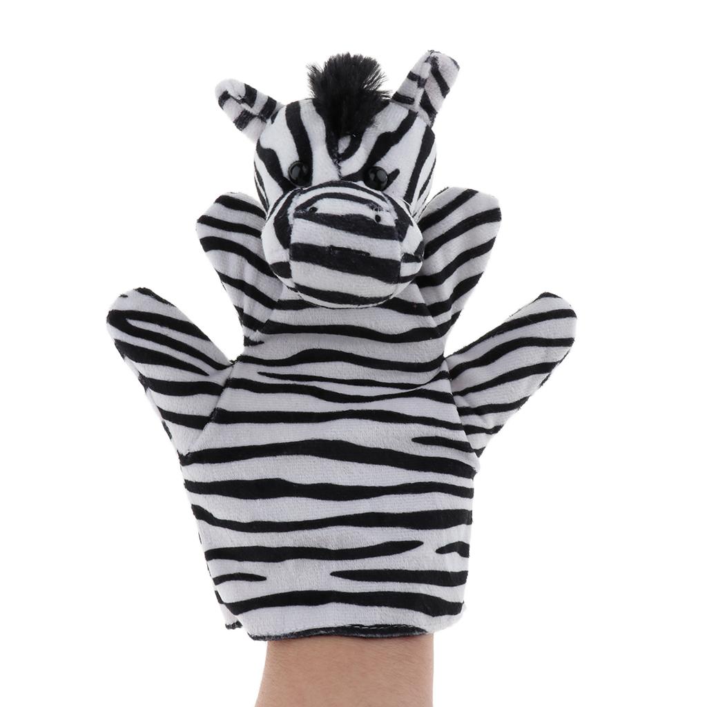 Story Learning Kids Zoo Plush Toy Animal Hand Glove Puppets Zebra