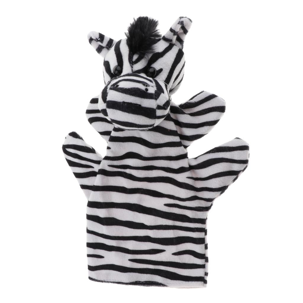 Story Learning Kids Zoo Plush Toy Animal Hand Glove Puppets Zebra