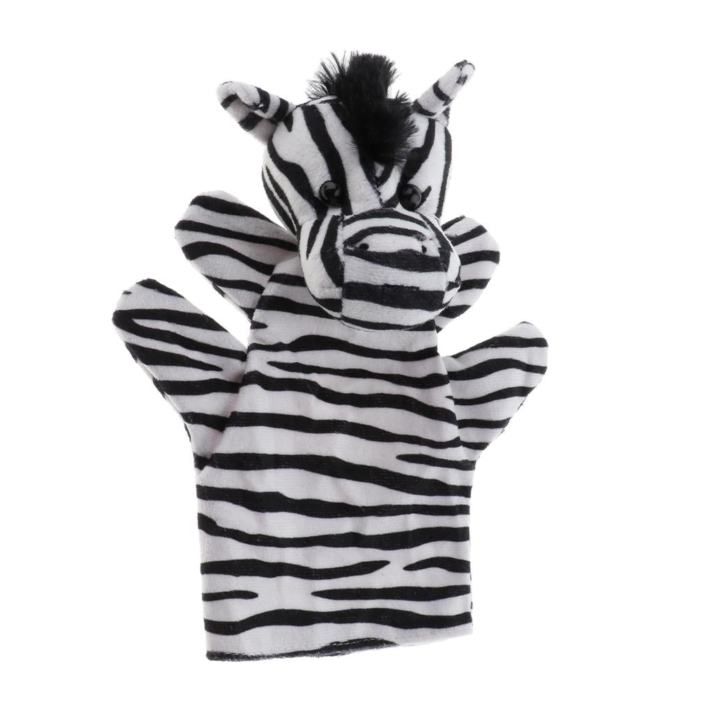 Story Learning Kids Zoo Plush Toy Animal Hand Glove Puppets Zebra