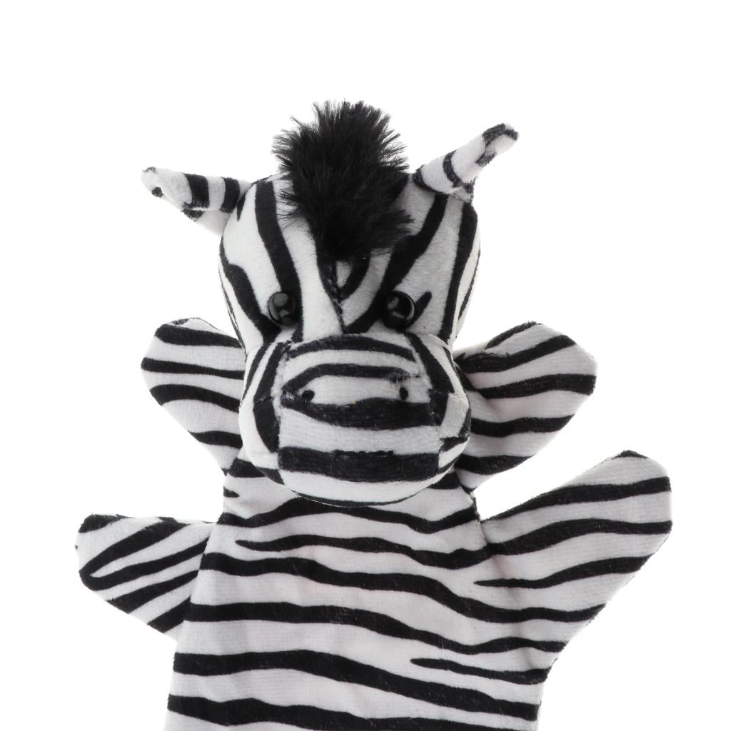 Story Learning Kids Zoo Plush Toy Animal Hand Glove Puppets Zebra