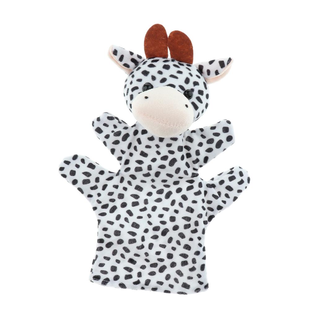 Soft Plush Animal Hand Puppets for Kids Adults Imaginative Play Gift Cow