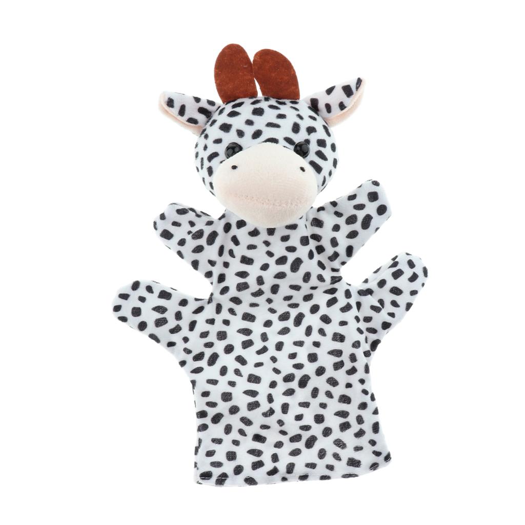 Soft Plush Animal Hand Puppets for Kids Adults Imaginative Play Gift Cow