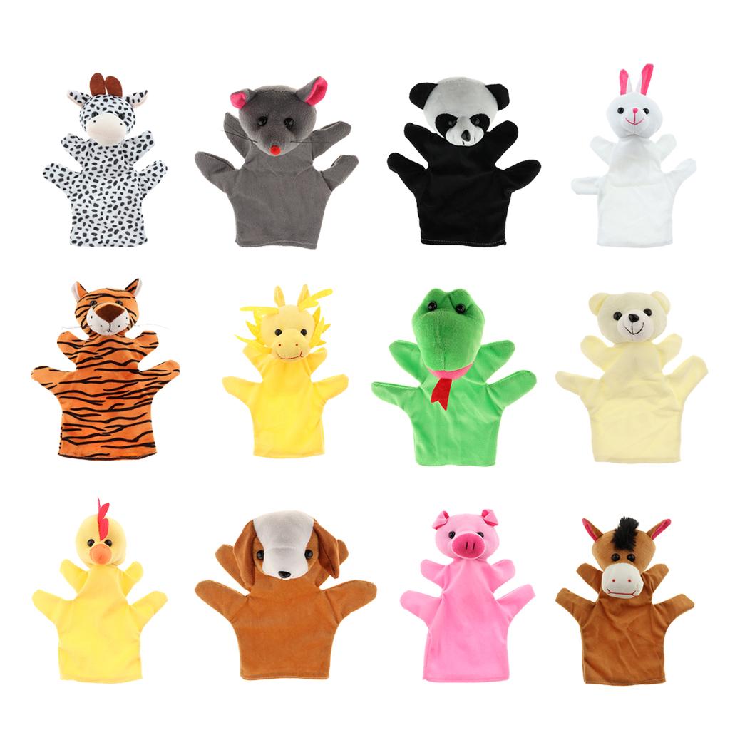 Soft Plush Animal Hand Puppets for Kids Adults Imaginative Play Gift Cow