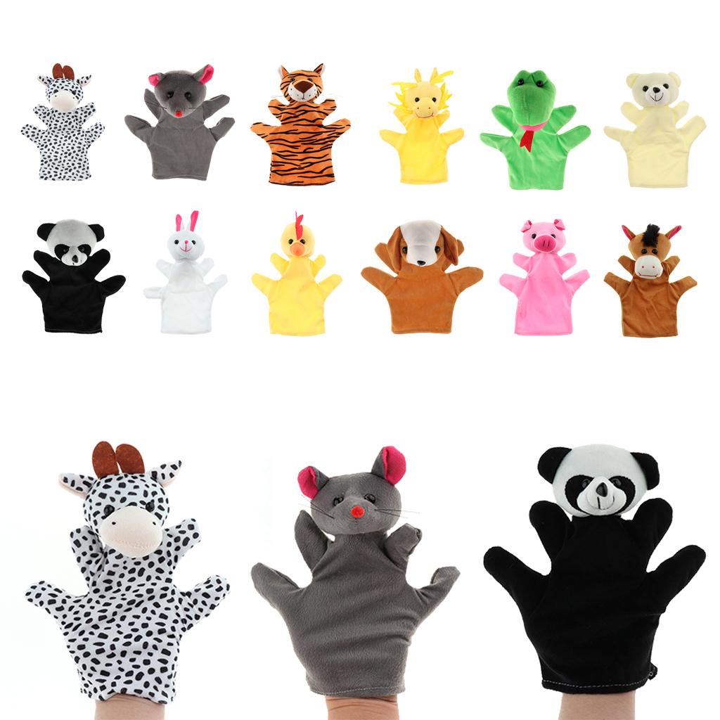 Soft Plush Animal Hand Puppets for Kids Adults Imaginative Play Gift Cow