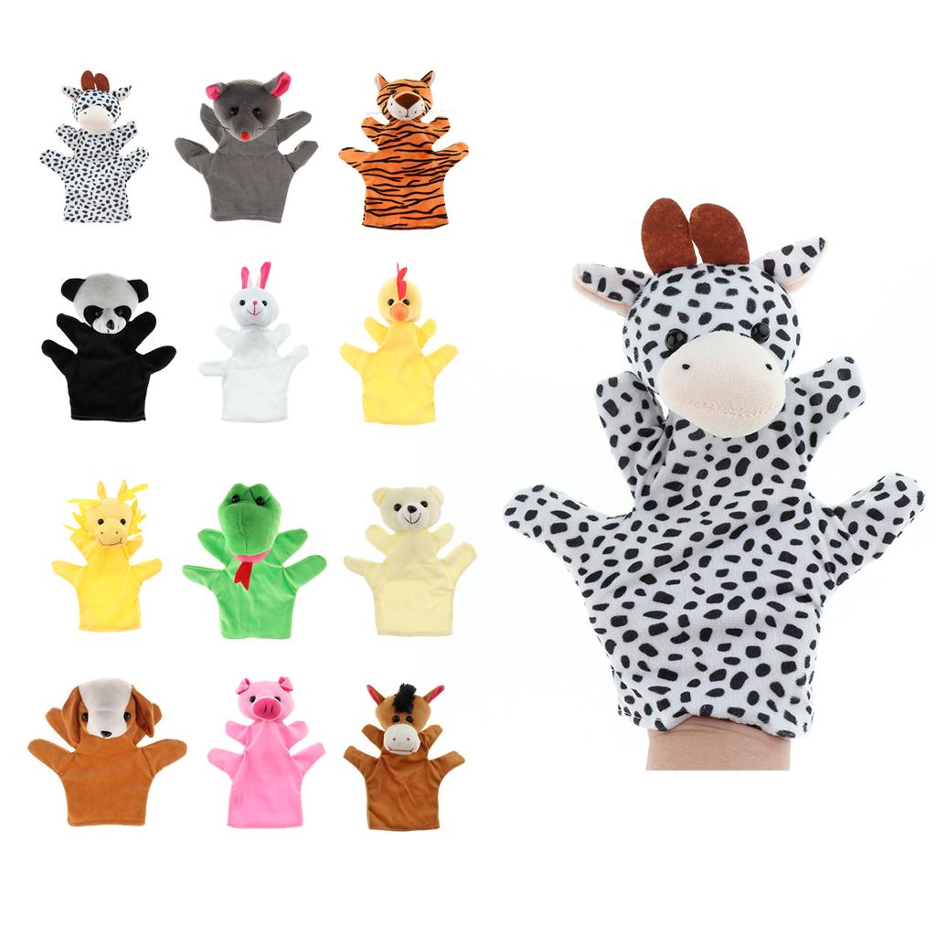 Soft Plush Animal Hand Puppets for Kids Adults Imaginative Play Gift Cow