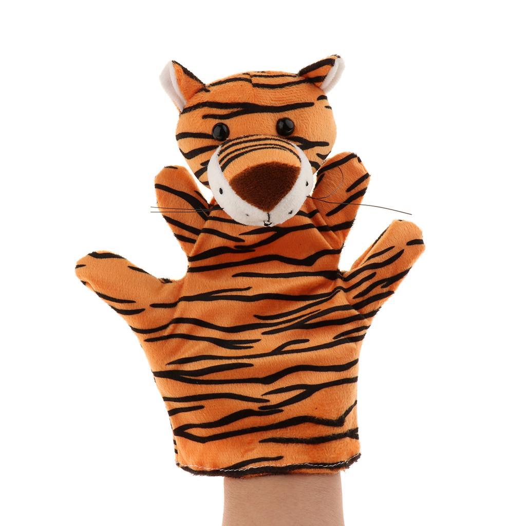 Soft Plush Animal Hand Puppets for Kids Adults Imaginative Play Gift Tiger