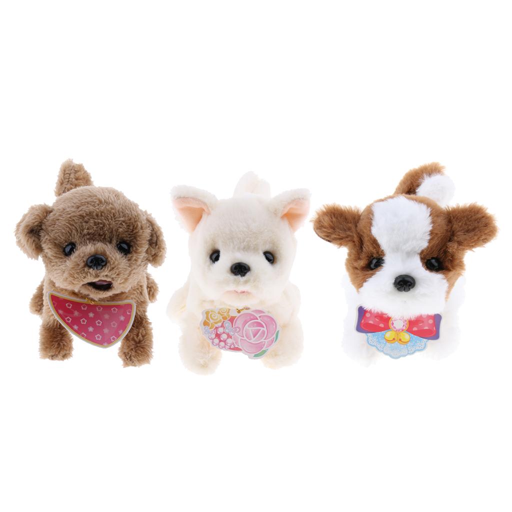 Electronic Plush Dog Robot Toy Walk Bark Wag tail Kids Gift Teddy