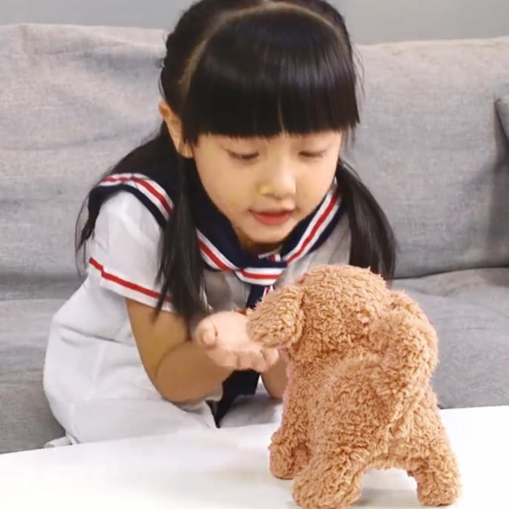 Electronic Plush Dog Robot Toy Walk Bark Wag tail Kids Gift Teddy