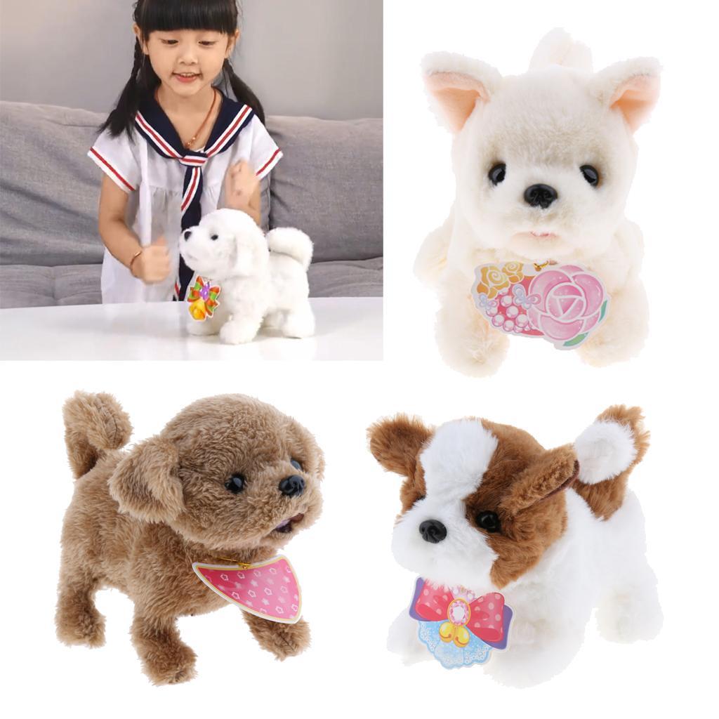 Electronic Plush Dog Robot Toy Walk Bark Wag tail Kids Gift Teddy