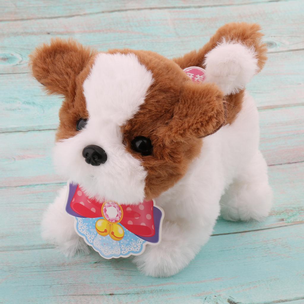 Electronic Plush Dog Robot Toy Walk Bark Wag tail Kids Gift Saint Bernard