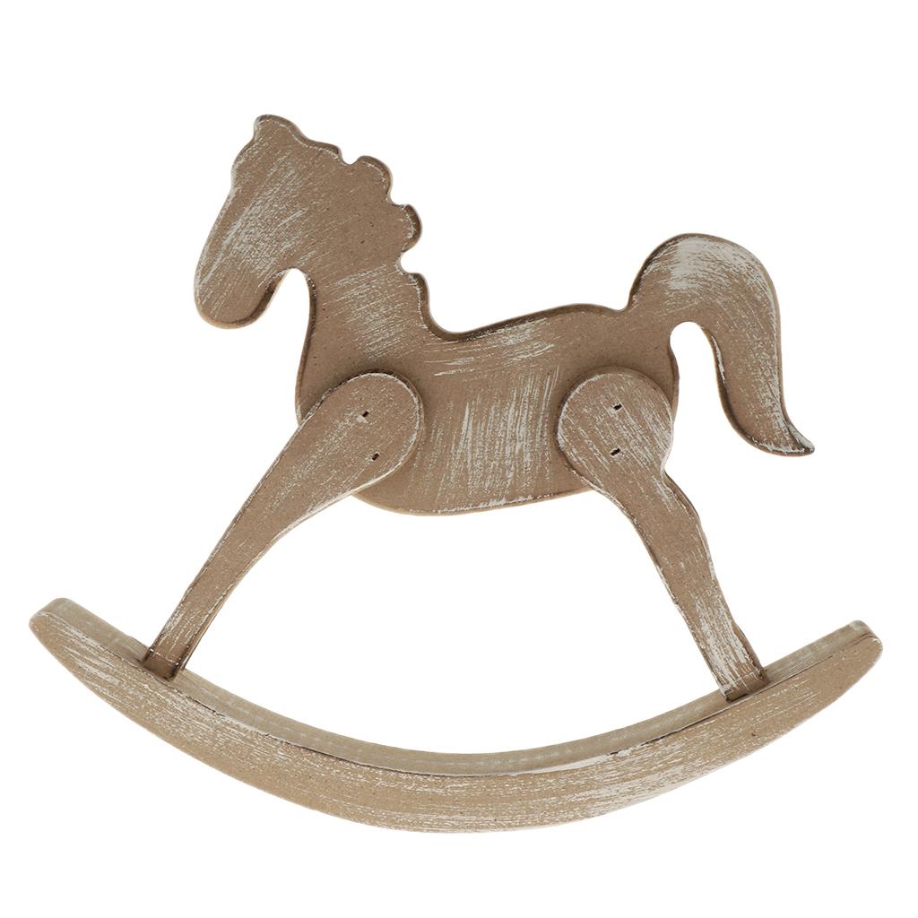 Wooden Rocking Horse Trojan Home Statue Figurine Ornament Art Craft Coffee