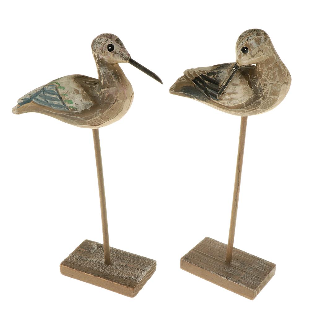 Rural Style Bird Figurine Home Decor Centerpiece,Stand &Bend Couple Wooden Tabletop Display